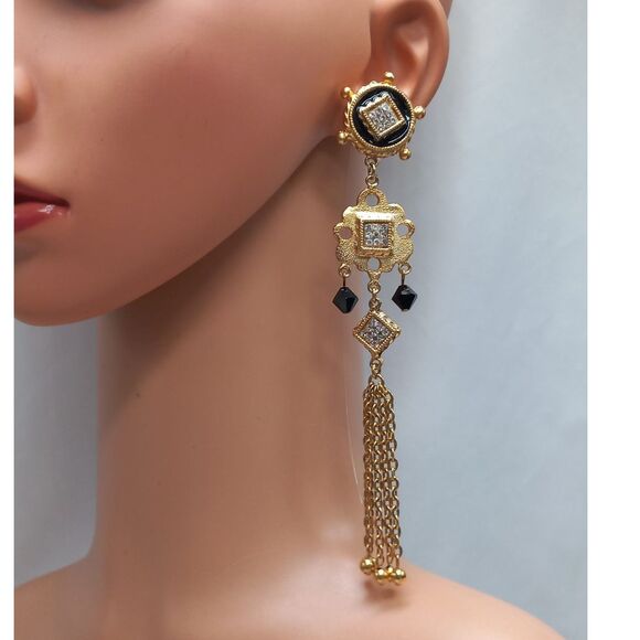 GERARD YOSCA Earrings Runway Statement Glamour 6" - Picture 2 of 12